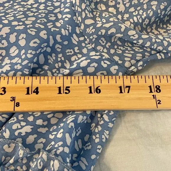 Dusty Blue Boho Peasant Ruffles V-Neck Dress Size Small - Picture 3 of 6